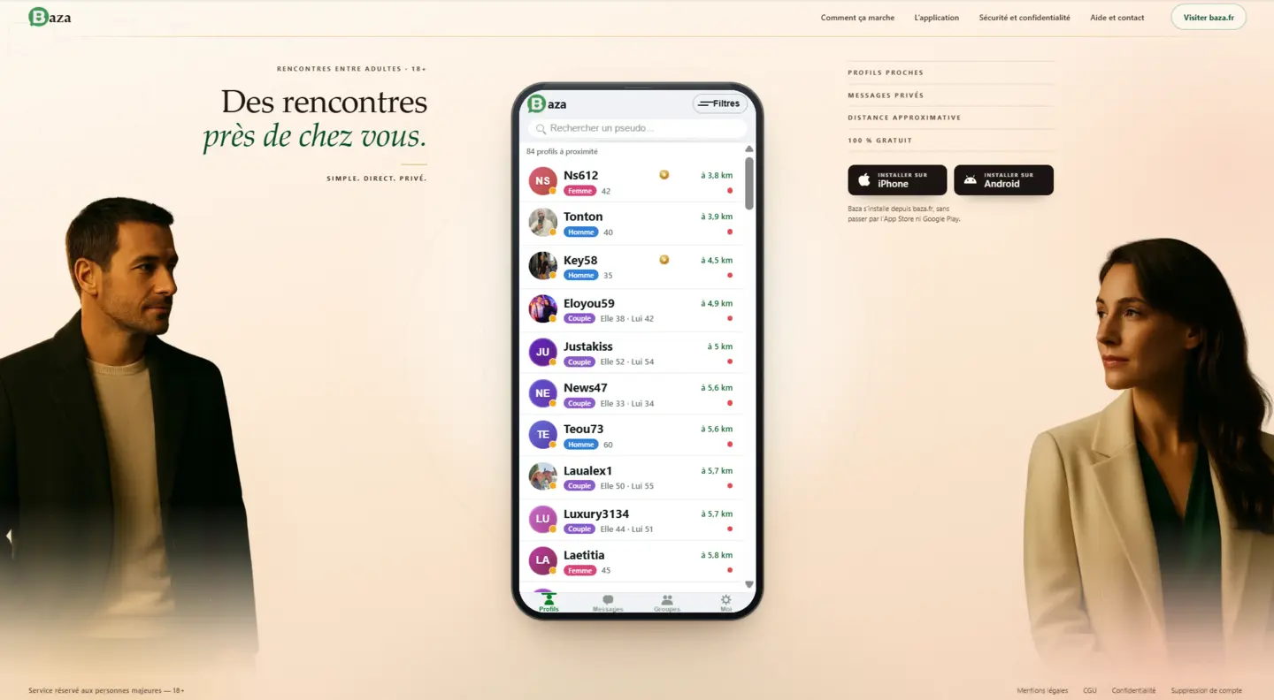 Aperçu du site Baza sur ordinateur