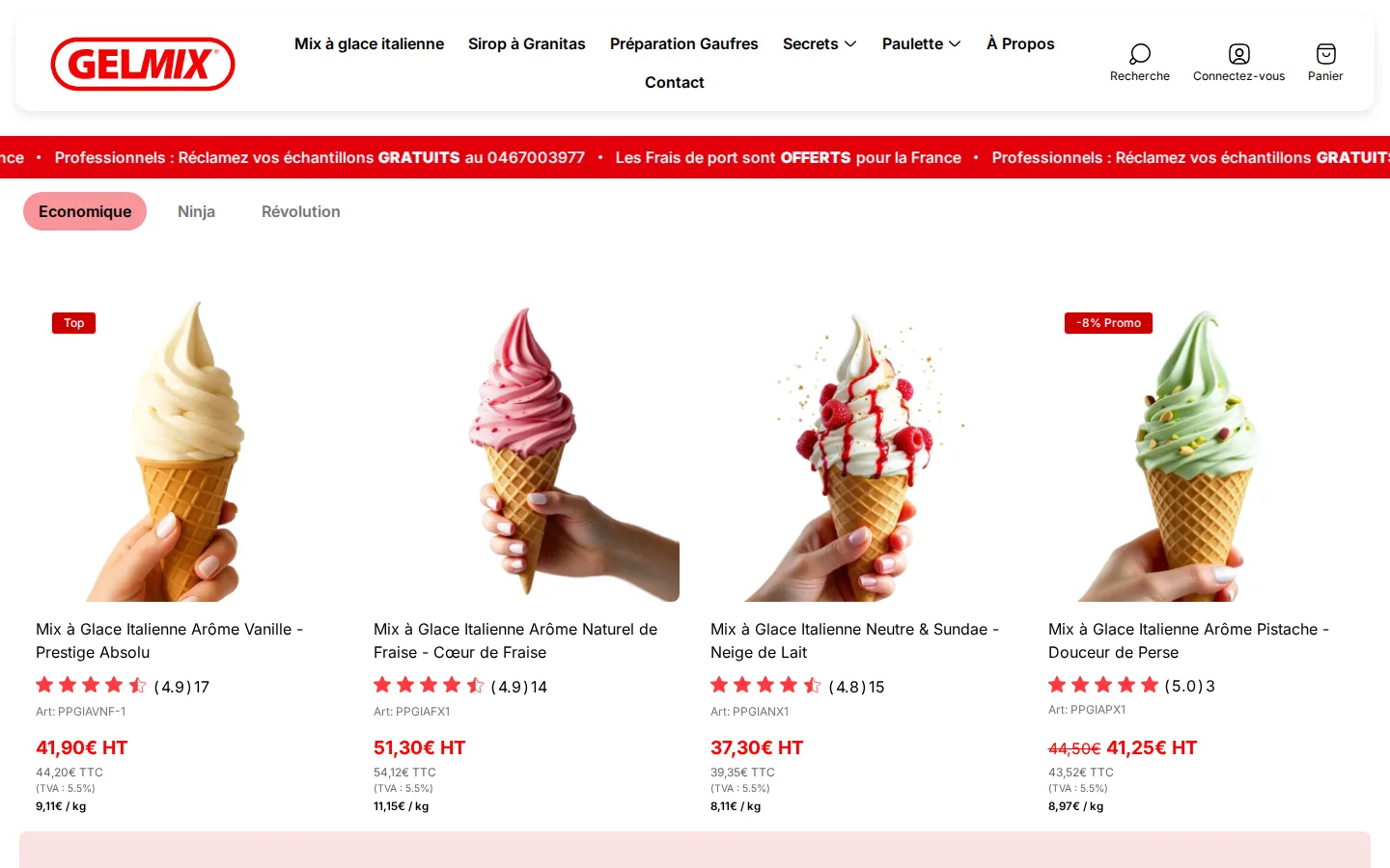 Aperçu du site Gelmix sur ordinateur