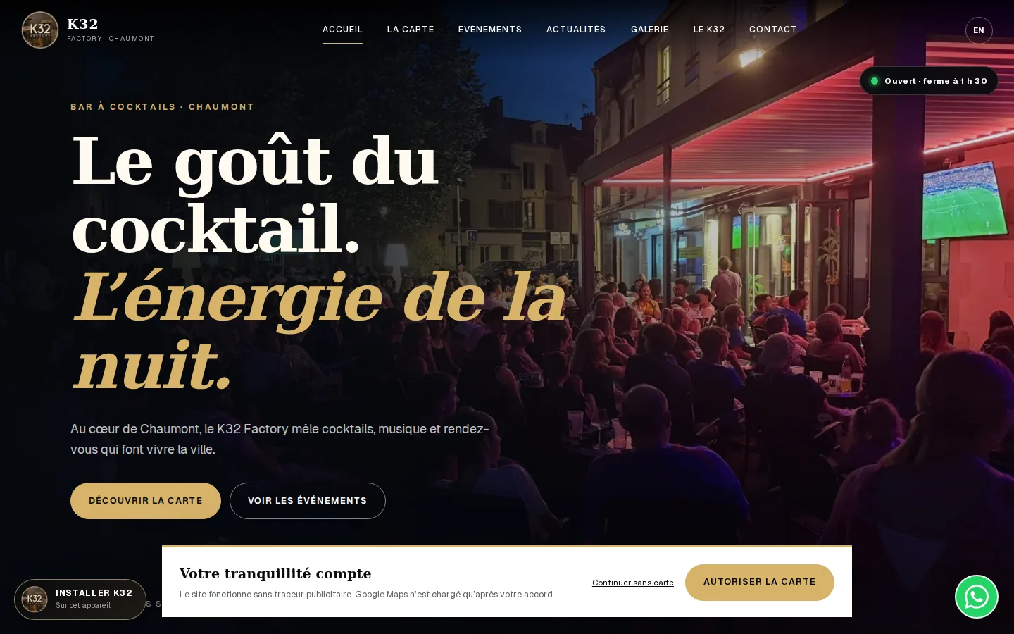Aperçu du site K32 Factory sur ordinateur